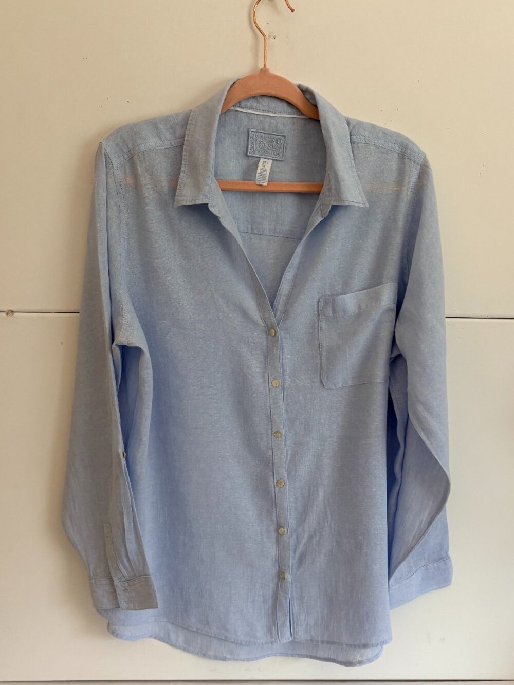 Sigrid Olsen Woman's 100% Linen Light Blue Long Sleeve Top/Shirt Size XL - Picture 4 of 6
